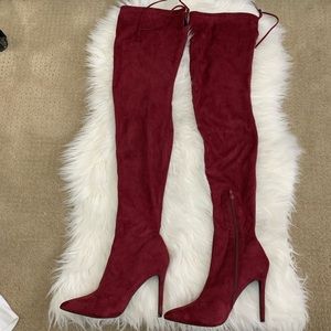 Suede Thigh High Stiletto Boots